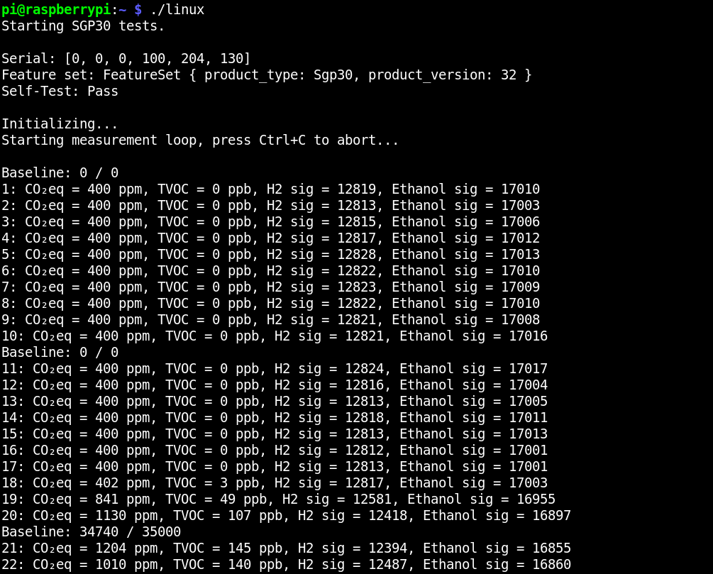 SGP30 example program